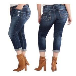 Silver Jeans Sam Distressed Boyfriend Crop Jeans Size 20/L27